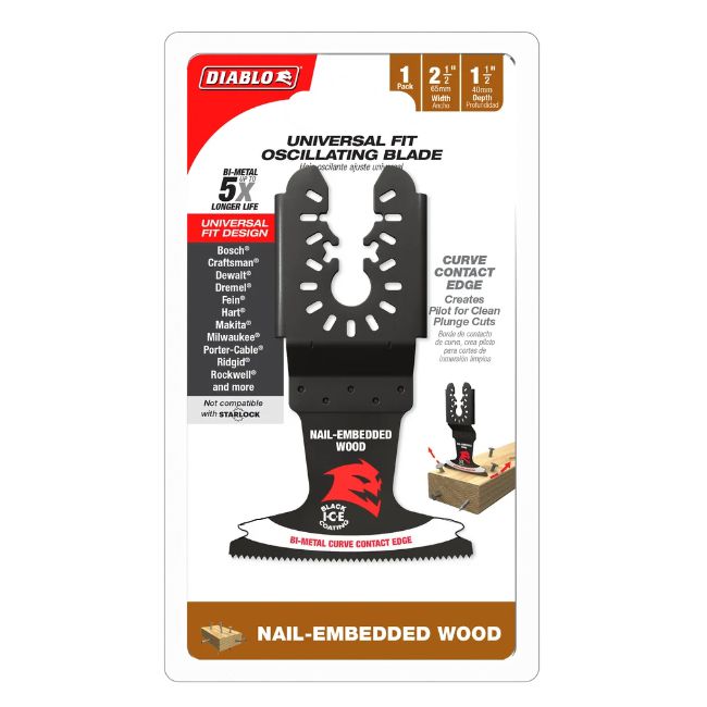 2-1/2" Universal Fit Bi-Metal Oscillating Blade for Nail-Embedded Wood